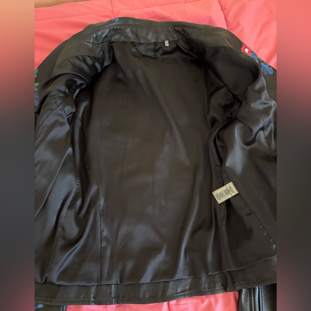 Elie Tahari Mae Embroidery Lambskin Moto Jacket-small - Picture 7 of 15